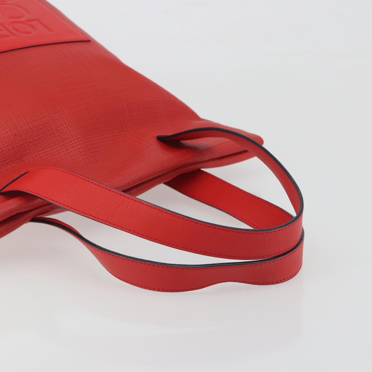 LOEWE Anagram Tote Bag Leather PVC Red Gold Auth 196653A