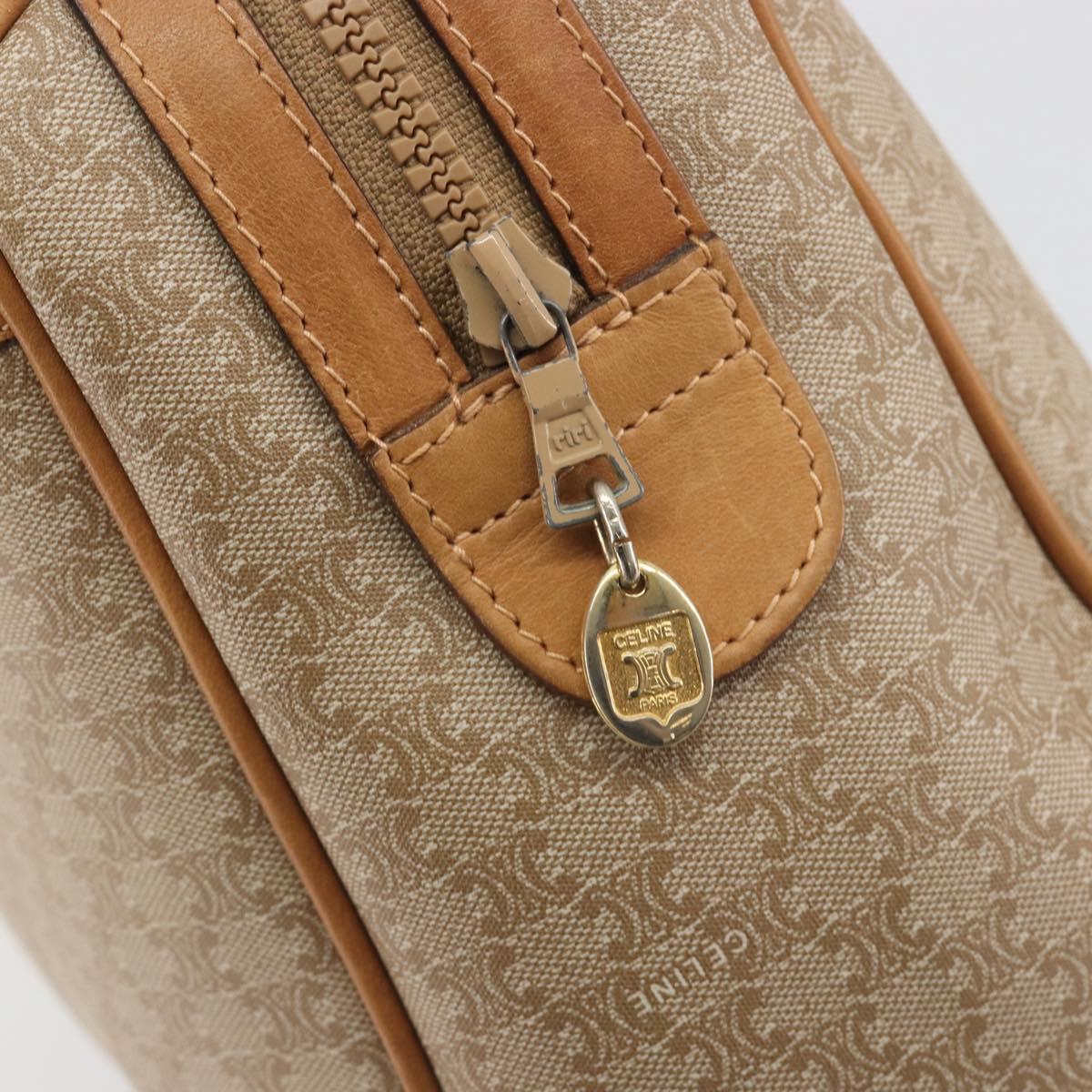 CELINE Macadam Canvas Hand Bag PVC Beige Gold Auth 196656A