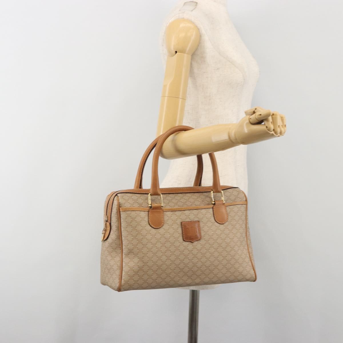CELINE Macadam Canvas Hand Bag PVC Beige Gold Auth 196656A