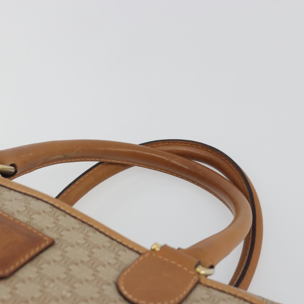 CELINE Macadam Canvas Hand Bag PVC Beige Gold Auth 196656A