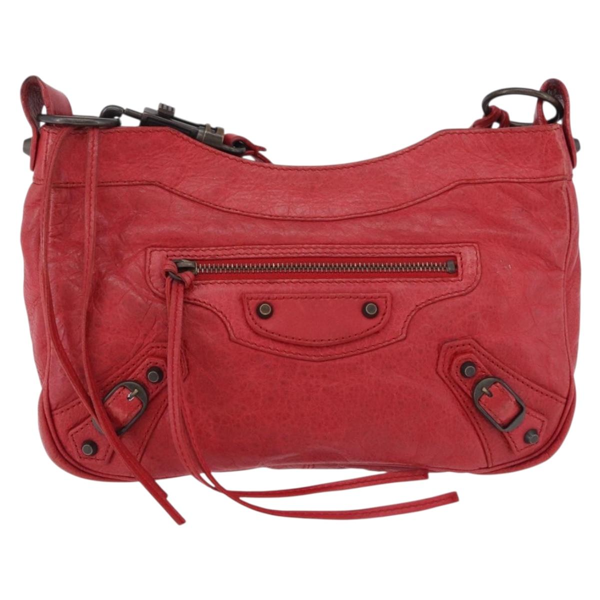 BALENCIAGA The Hip Shoulder Bag Leather Red 242803 Auth 196657A