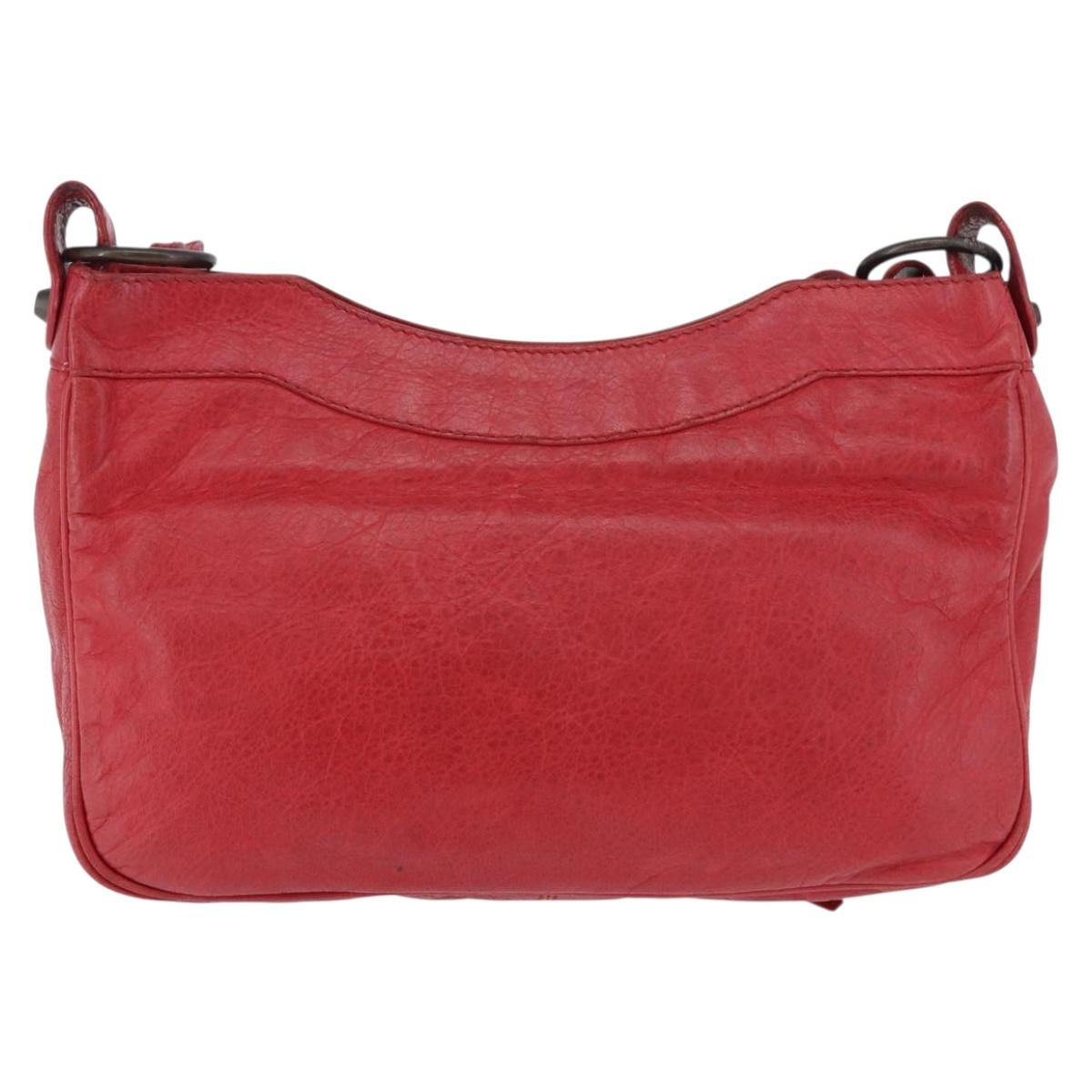 BALENCIAGA The Hip Shoulder Bag Leather Red 242803 Auth 196657A