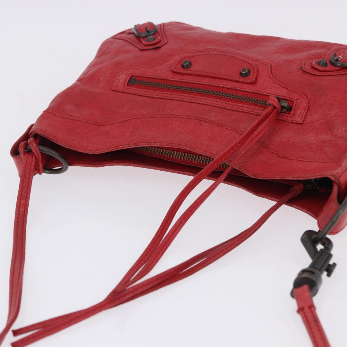 BALENCIAGA The Hip Shoulder Bag Leather Red 242803 Auth 196657A