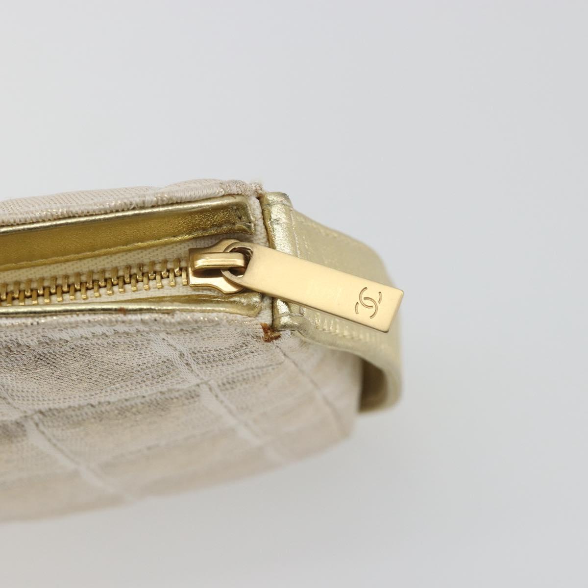 CHANEL New Travel Line Pouch Canvas Gold CC Auth 196660A