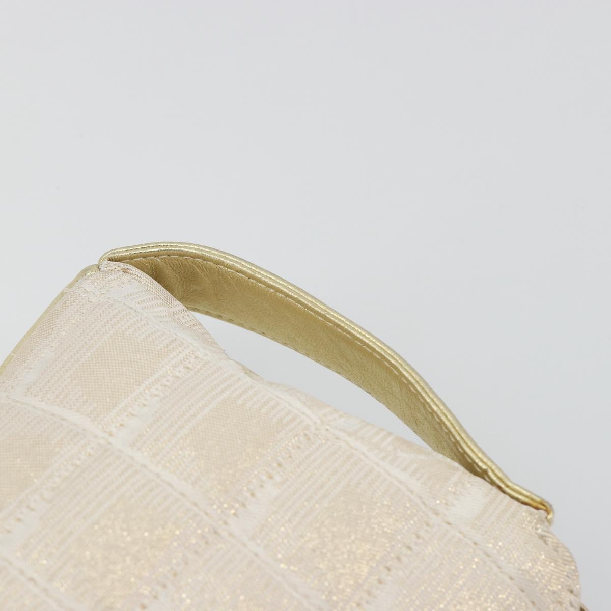 CHANEL New Travel Line Pouch Canvas Gold CC Auth 196660A