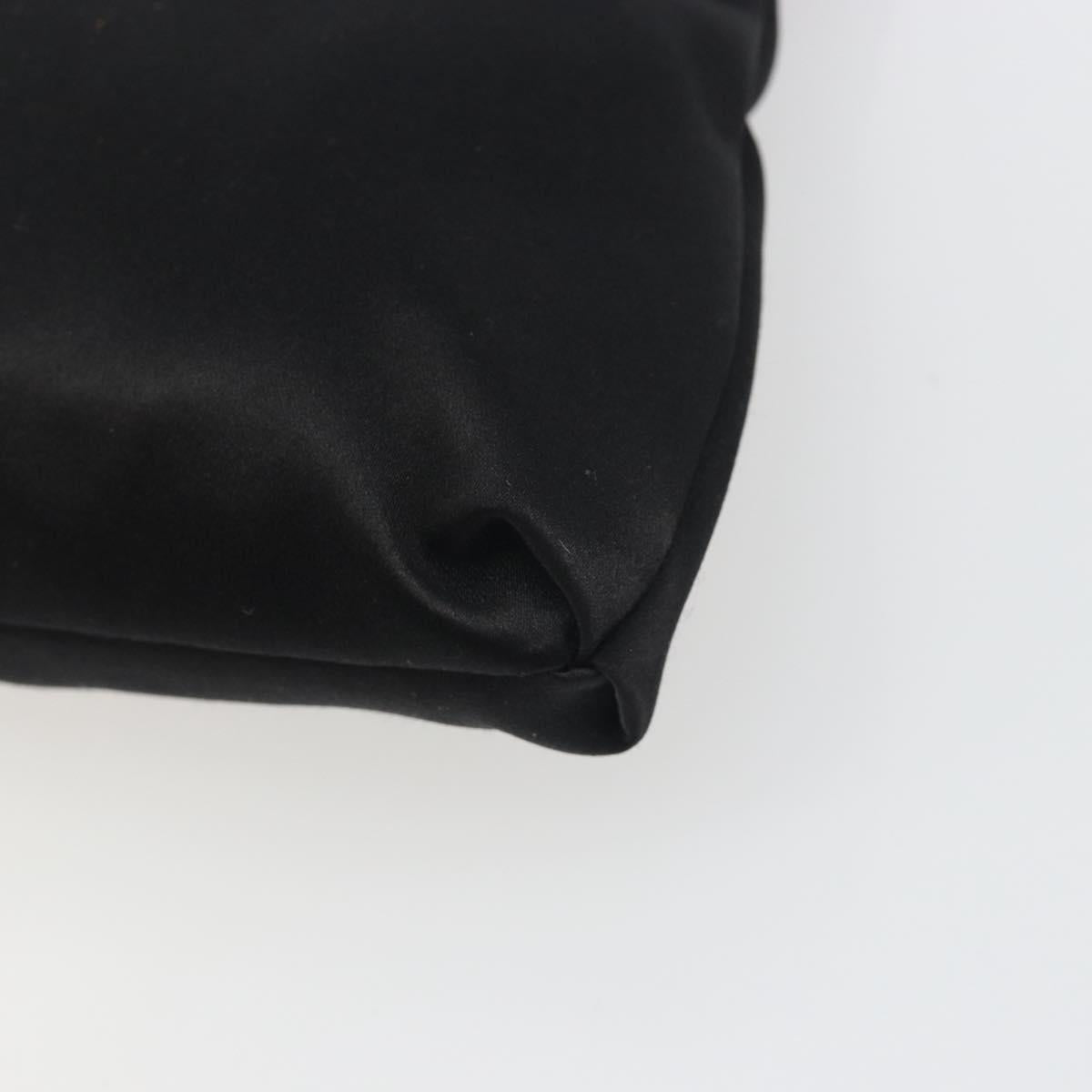 Salvatore Ferragamo Vala Shoulder Bag Satin Black Silver Auth 196662A