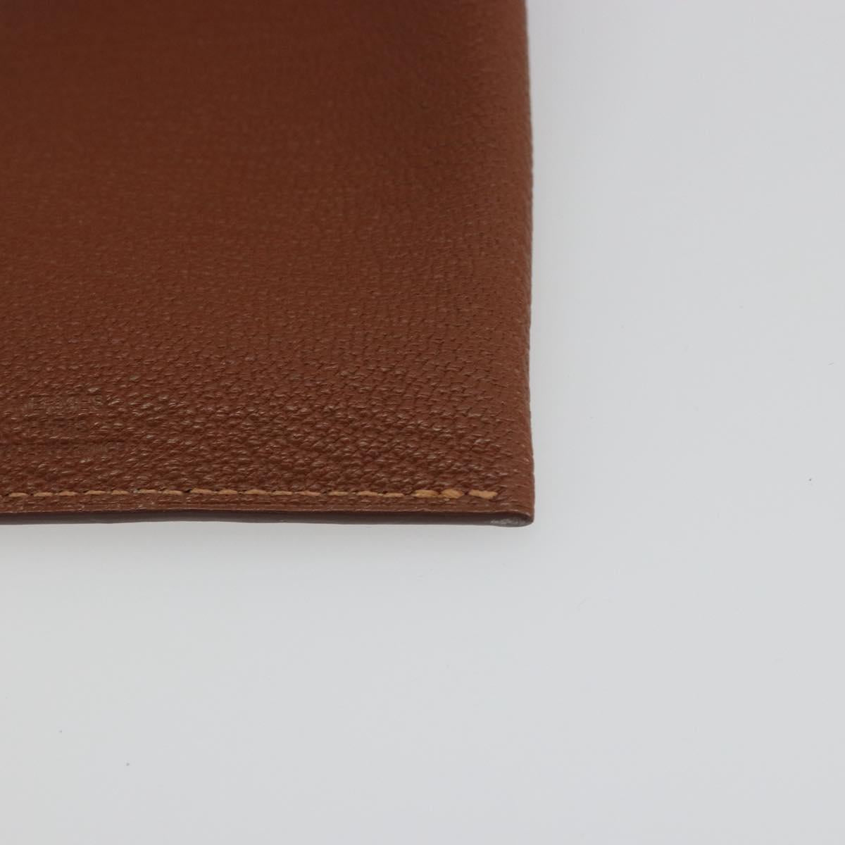 HERMES Tarmac Passport Case Leather Brown Auth 196663V