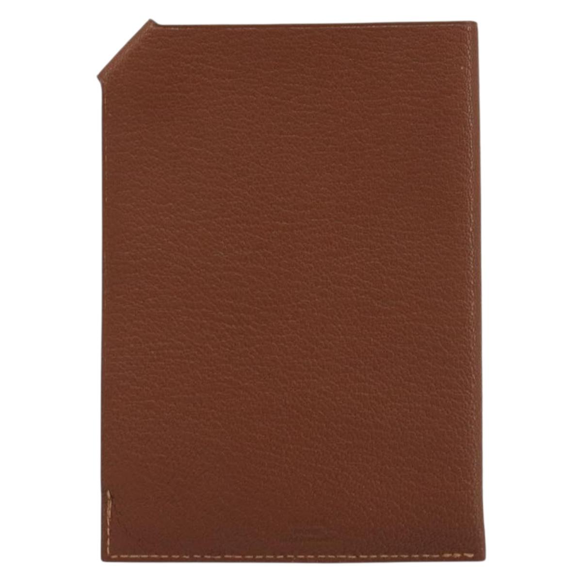 HERMES Tarmac Passport Case Leather Brown Auth 196663V