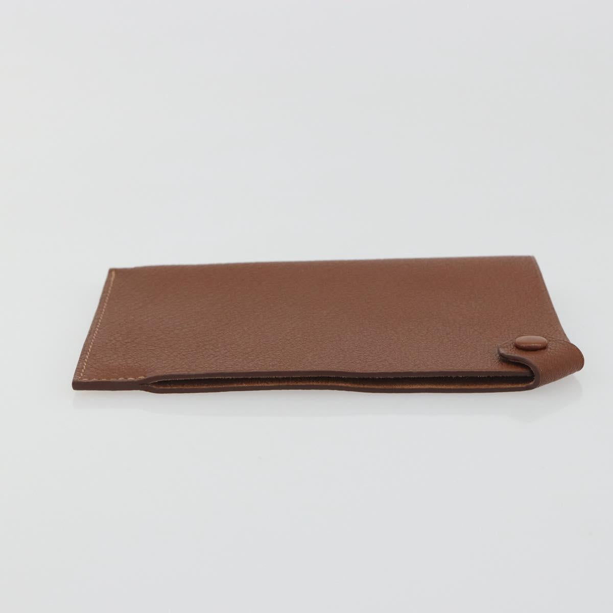 HERMES Tarmac Passport Case Leather Brown Auth 196663V