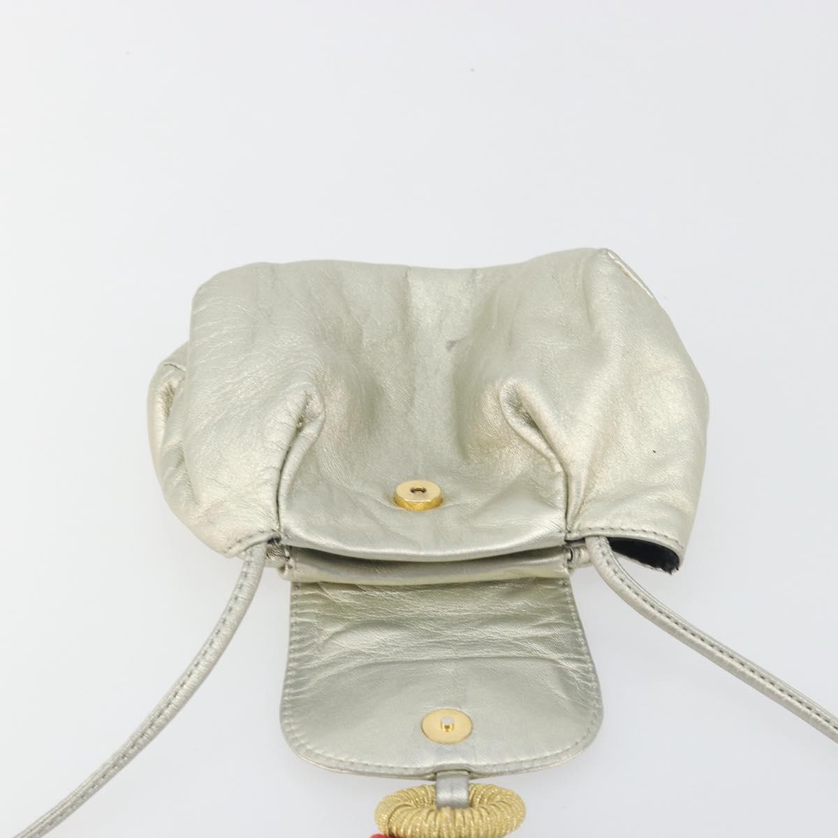 LOEWE Shoulder Bag Leather Champagne Gold Auth 196664A