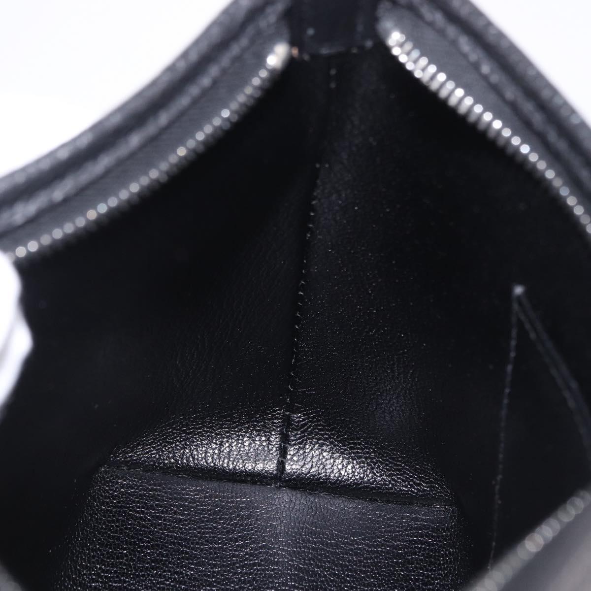 HERMES Berlango Shoulder Bag Leather Black Silver Auth 196666V