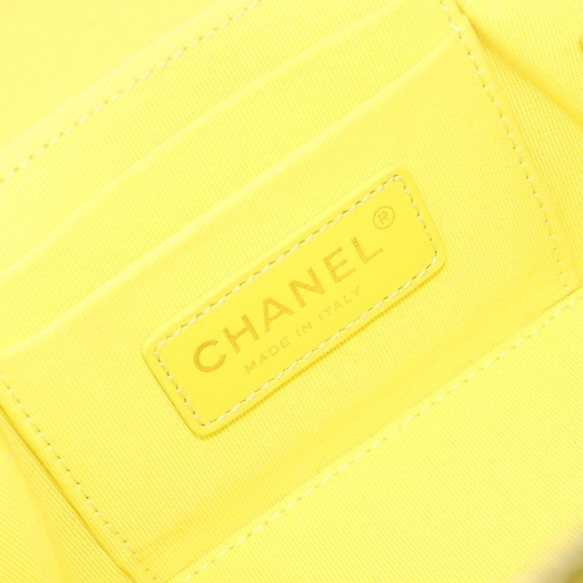 CHANEL Matelasse Chain Vanity Bag Lamb Skin 2way Yellow Gold CC Auth 196667M