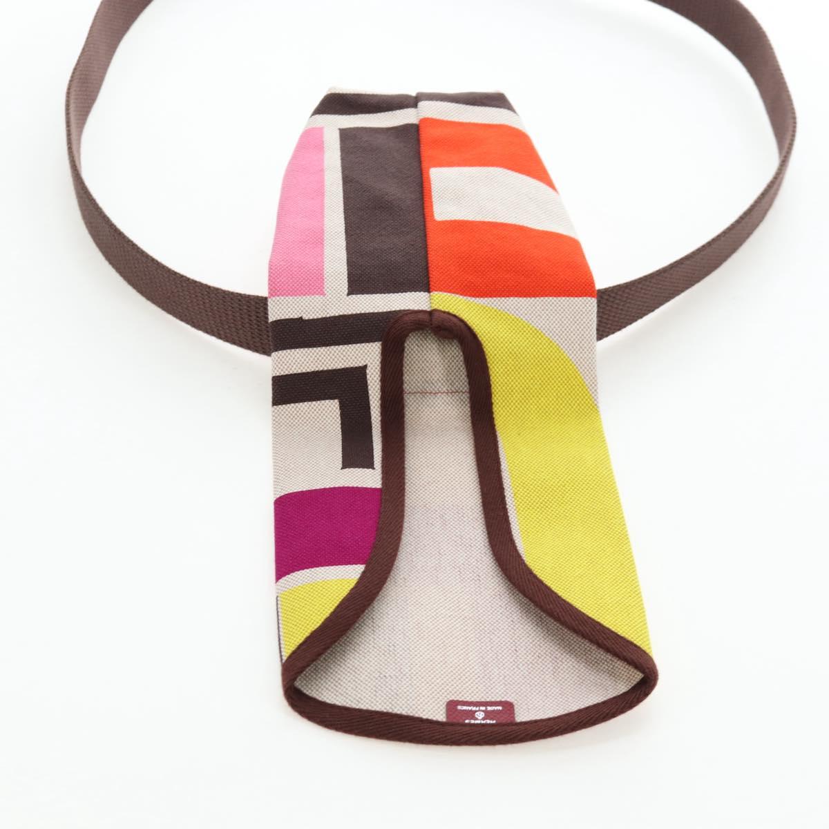 HERMES Animo Block Bag Shoulder Bag Canvas Multicolor Silver Auth 196668M