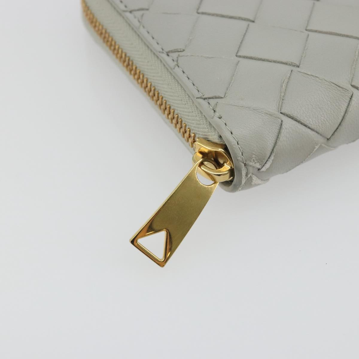 BOTTEGA VENETA INTRECCIATO Long Wallet Leather Gray Gold Auth 196669M