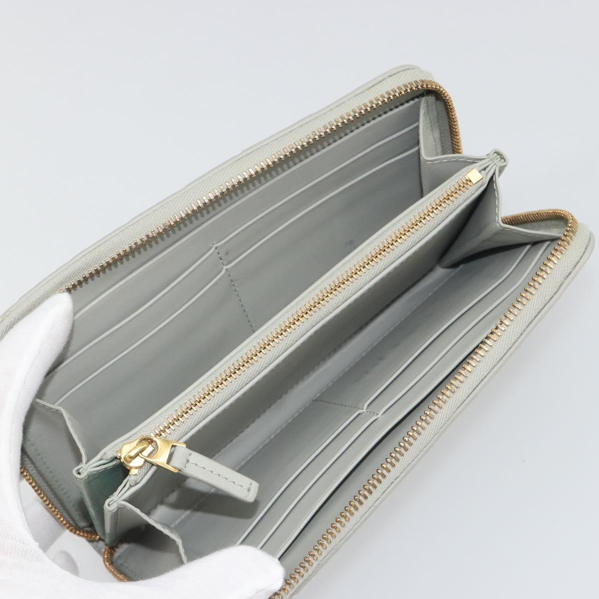 BOTTEGA VENETA INTRECCIATO Long Wallet Leather Gray Gold Auth 196669M