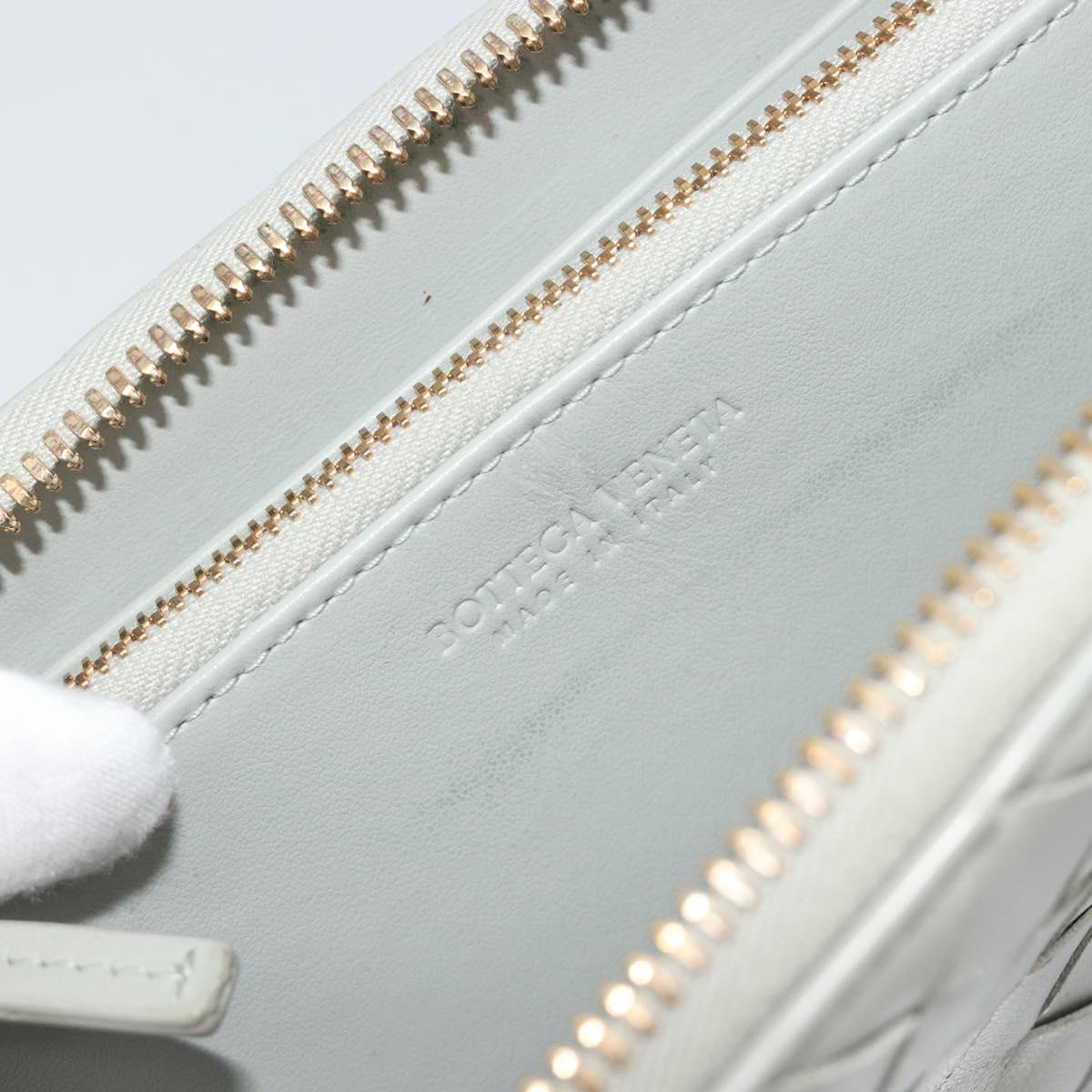 BOTTEGA VENETA INTRECCIATO Long Wallet Leather Gray Gold Auth 196669M
