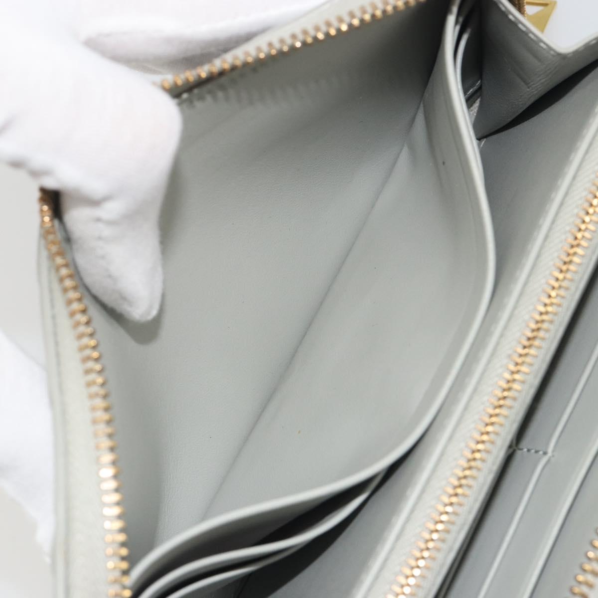 BOTTEGA VENETA INTRECCIATO Long Wallet Leather Gray Gold Auth 196669M