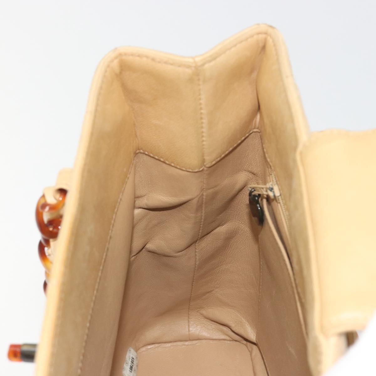 CHANEL Matelasse Chain Shoulder Bag Lamb Skin Beige CC Auth 196671A