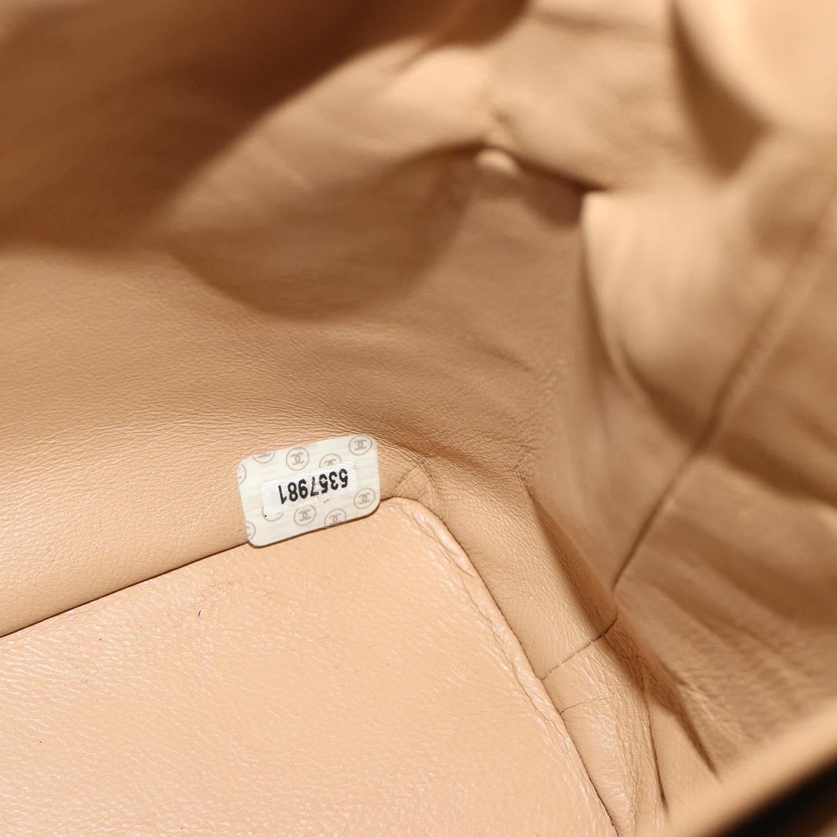 CHANEL Matelasse Chain Shoulder Bag Lamb Skin Beige CC Auth 196671A