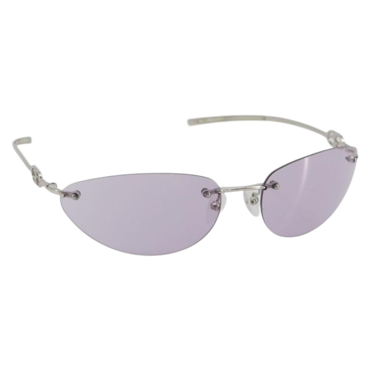 GUCCI Sunglasses Metal Purple Silver Auth 196672M