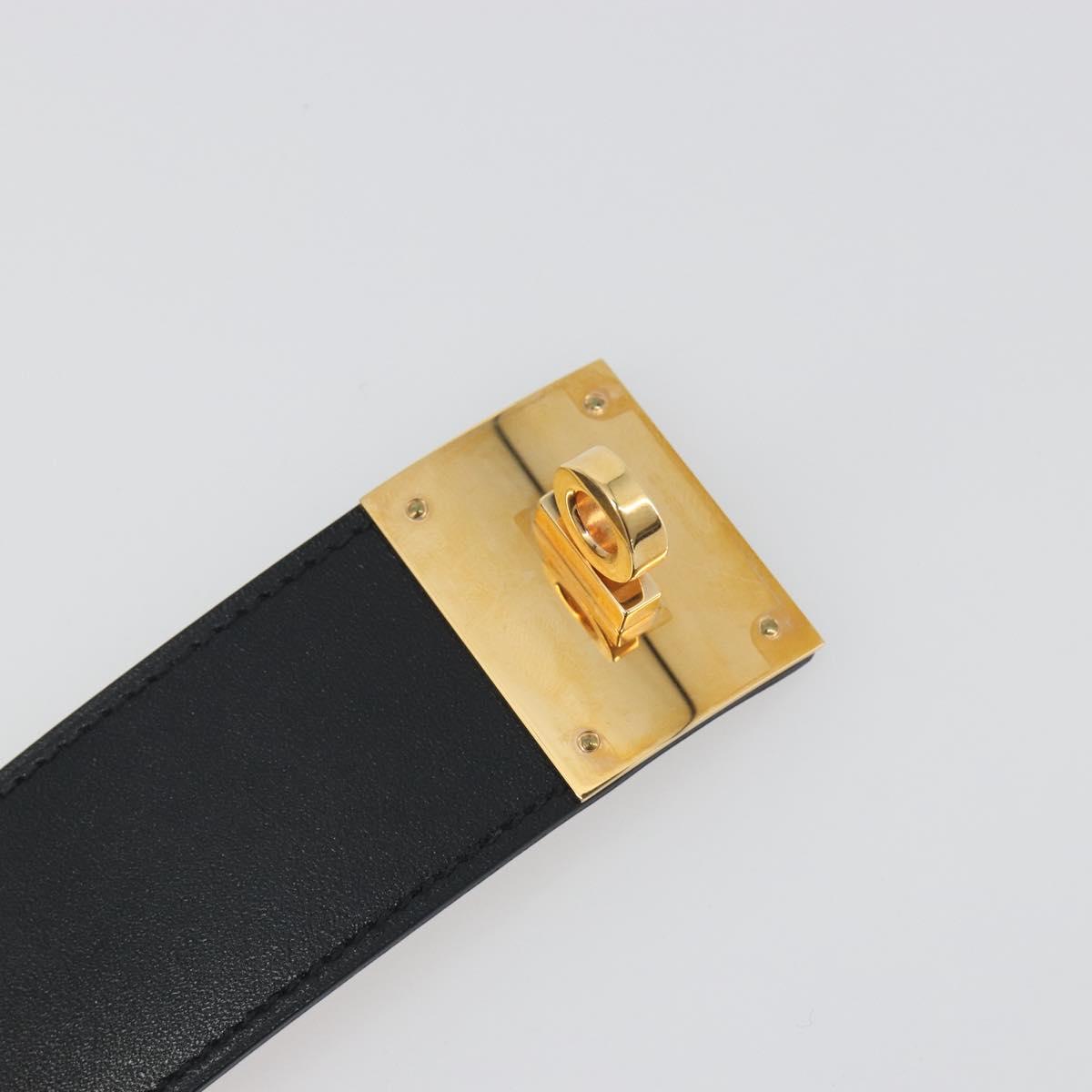 HERMES Kelly Dog Bracelet Leather Black Gold Auth 196673V