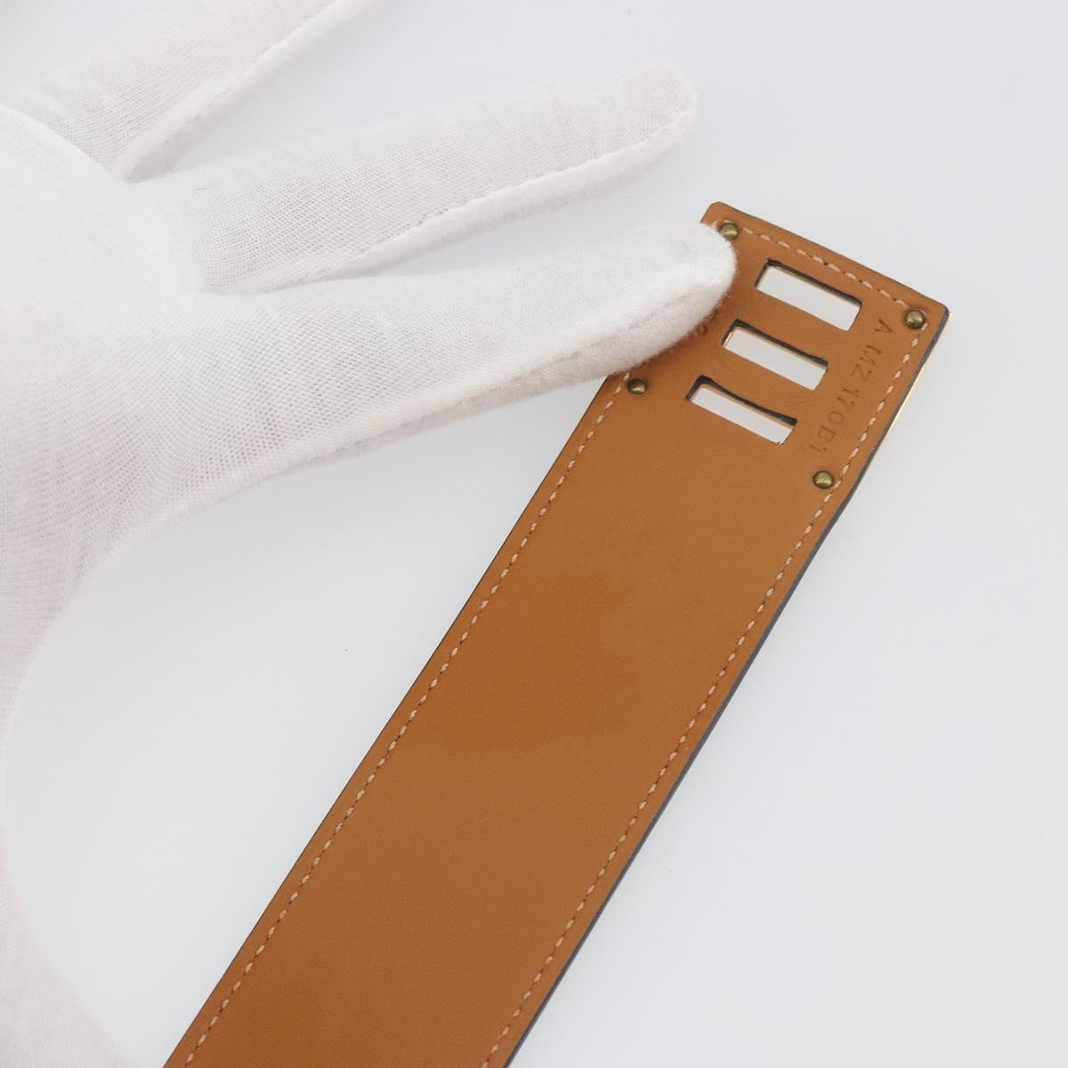 HERMES Kelly Dog Bracelet Leather Black Gold Auth 196673V