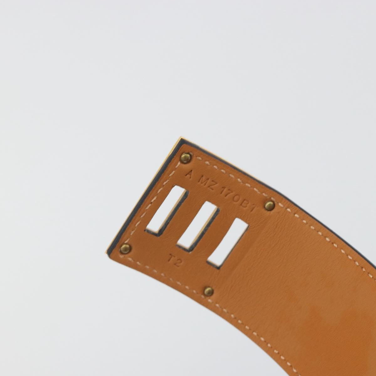 HERMES Kelly Dog Bracelet Leather Black Gold Auth 196673V