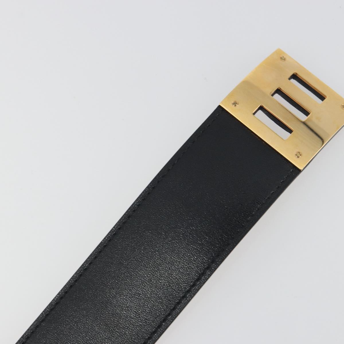 HERMES Kelly Dog Bracelet Leather Black Gold Auth 196673V