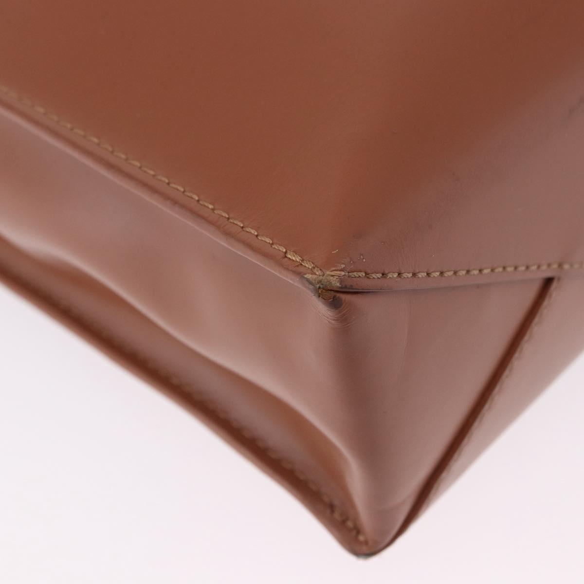 LOEWE Standard A4 Hand Bag Leather 2way Brown Gold Auth 196677A