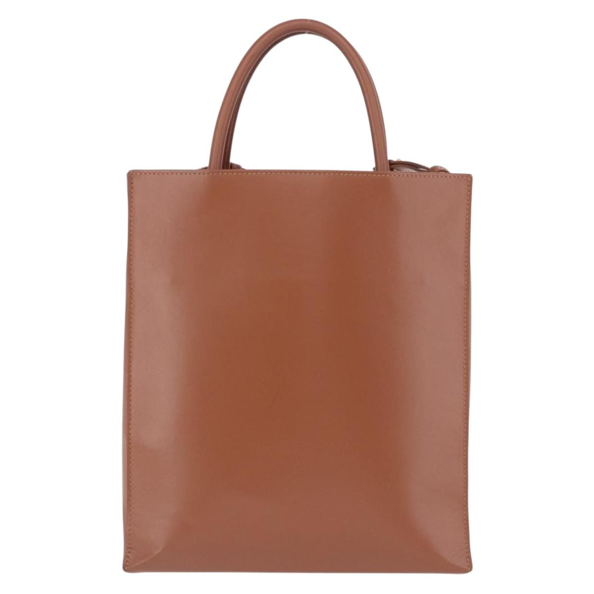 LOEWE Standard A4 Hand Bag Leather 2way Brown Gold Auth 196677A