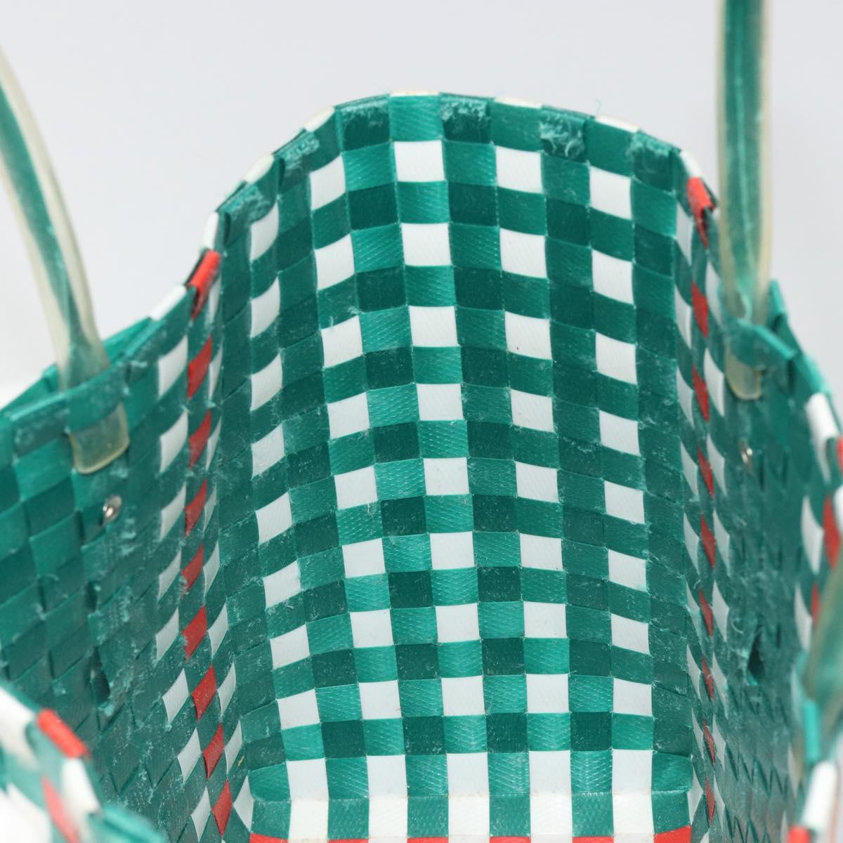 MARNI Basket Bag Vinyl Green Silver Auth 196678A