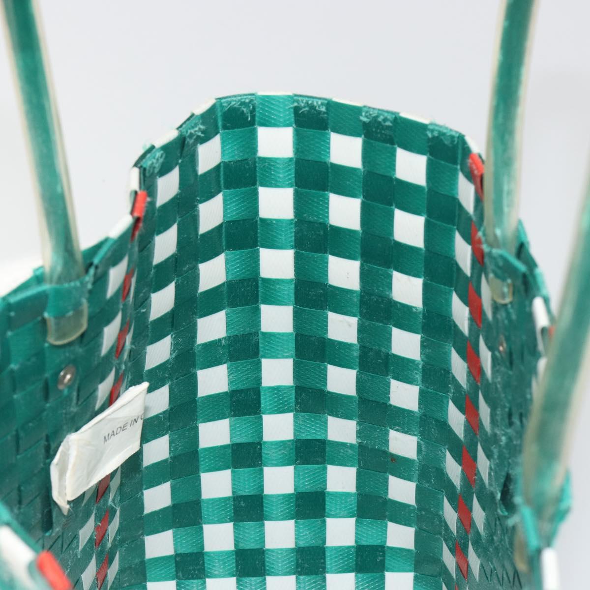 MARNI Basket Bag Vinyl Green Silver Auth 196678A