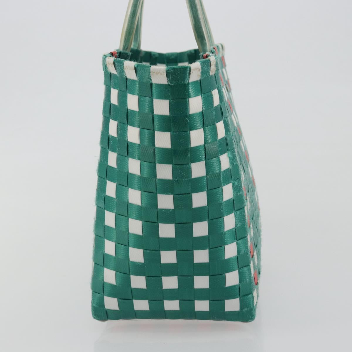 MARNI Basket Bag Vinyl Green Silver Auth 196678A