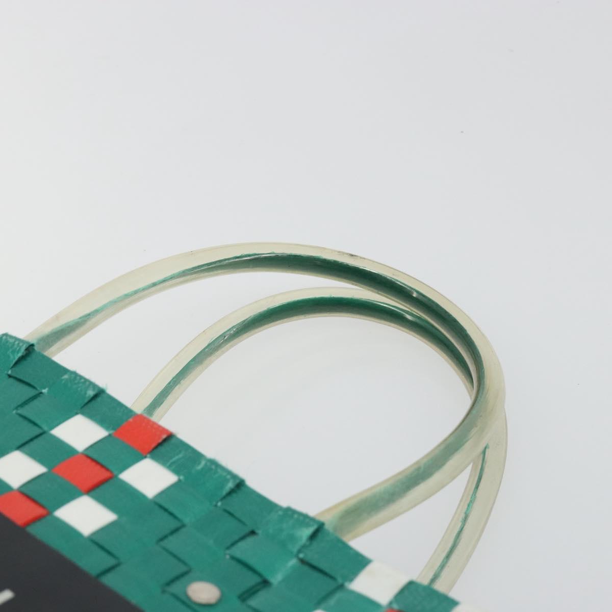 MARNI Basket Bag Vinyl Green Silver Auth 196678A