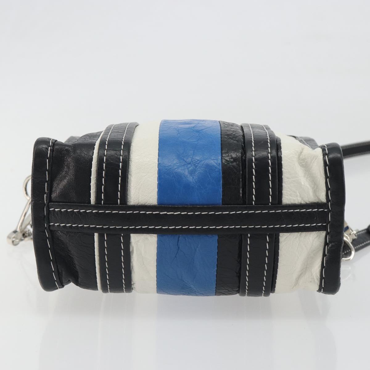 BALENCIAGA Bazaar Shopper XXS Bag Leather 2way Black Silver 513988 Auth 196682A