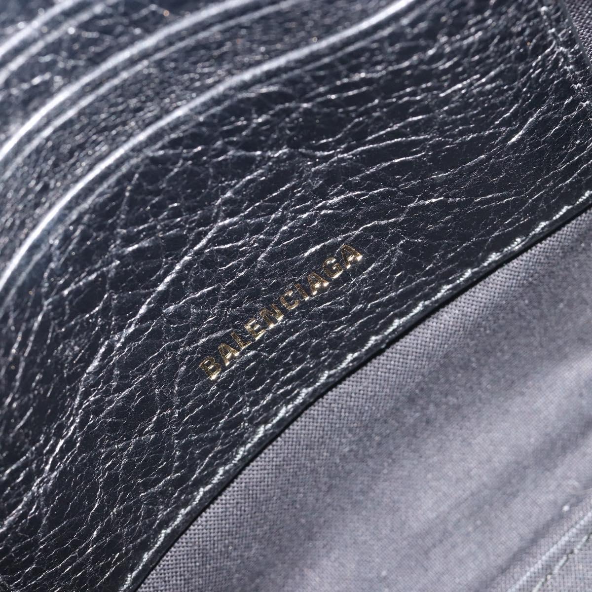 BALENCIAGA Bazaar Shopper XXS Bag Leather 2way Black Silver 513988 Auth 196682A