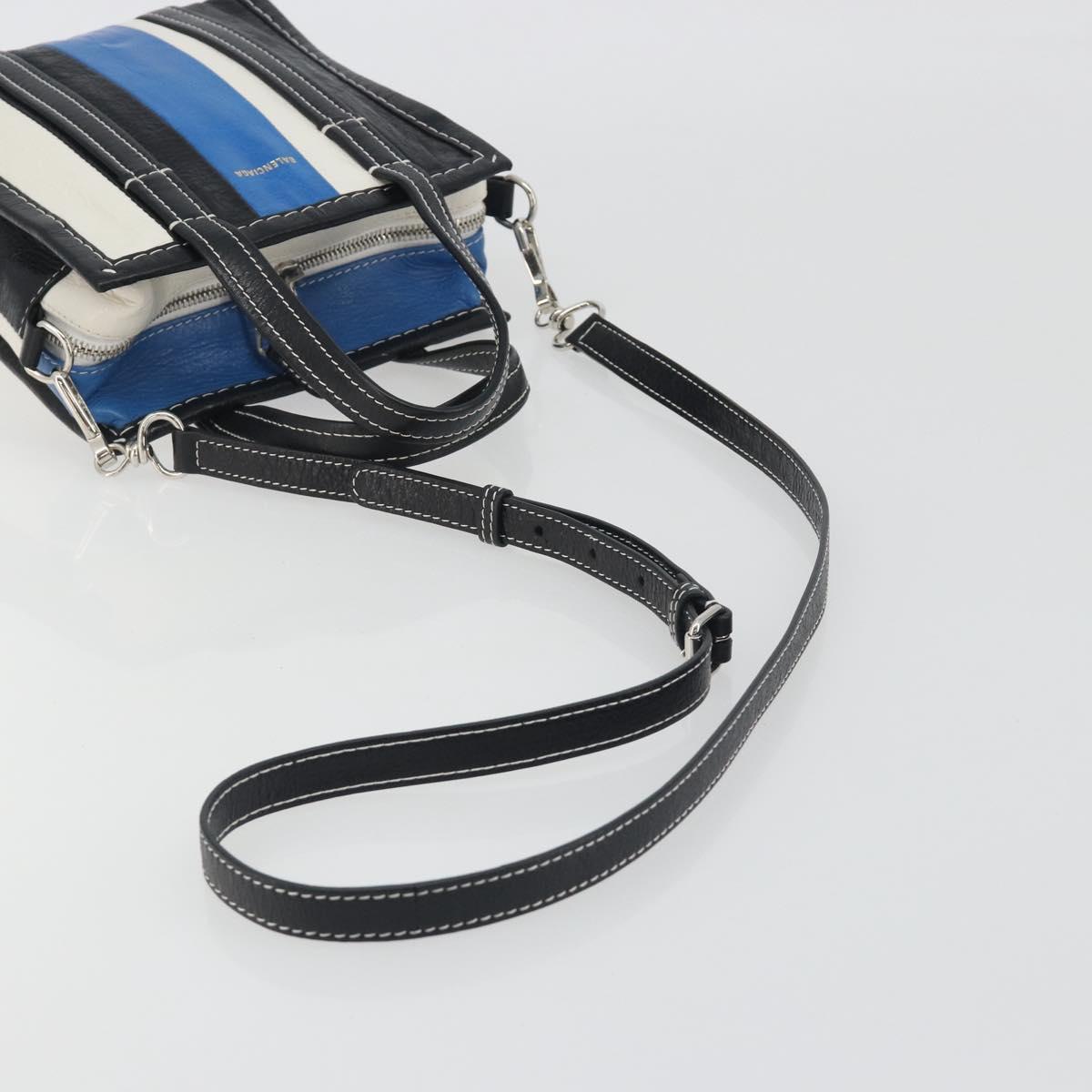 BALENCIAGA Bazaar Shopper XXS Bag Leather 2way Black Silver 513988 Auth 196682A
