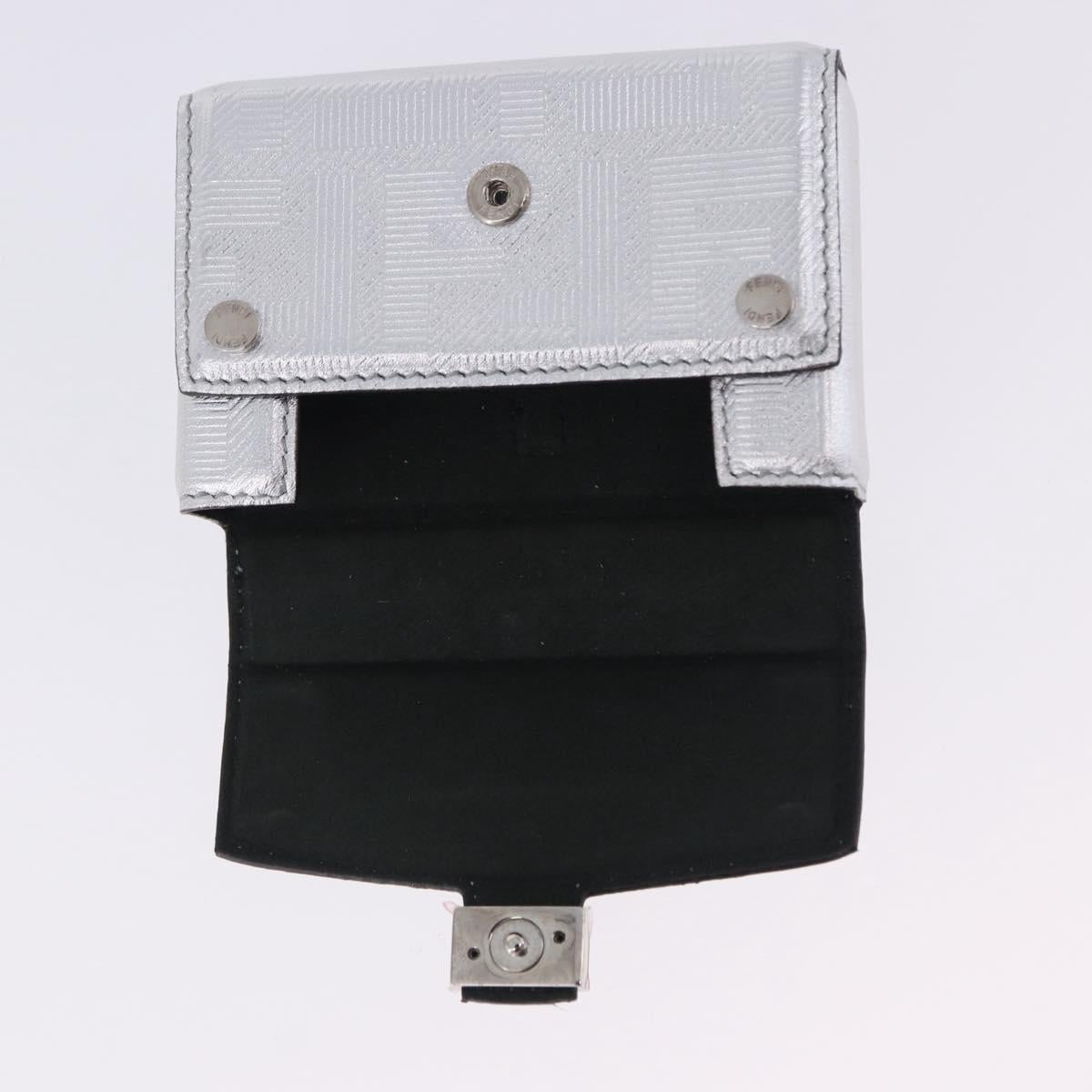 FENDI Nano Mamma Baguette Charm Leather Silver Auth 196684M