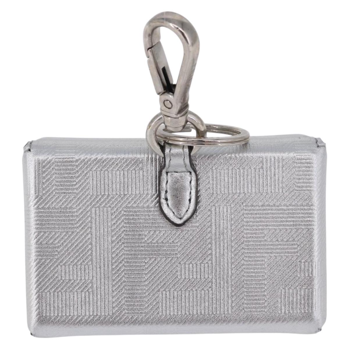 FENDI Nano Mamma Baguette Charm Leather Silver Auth 196684M