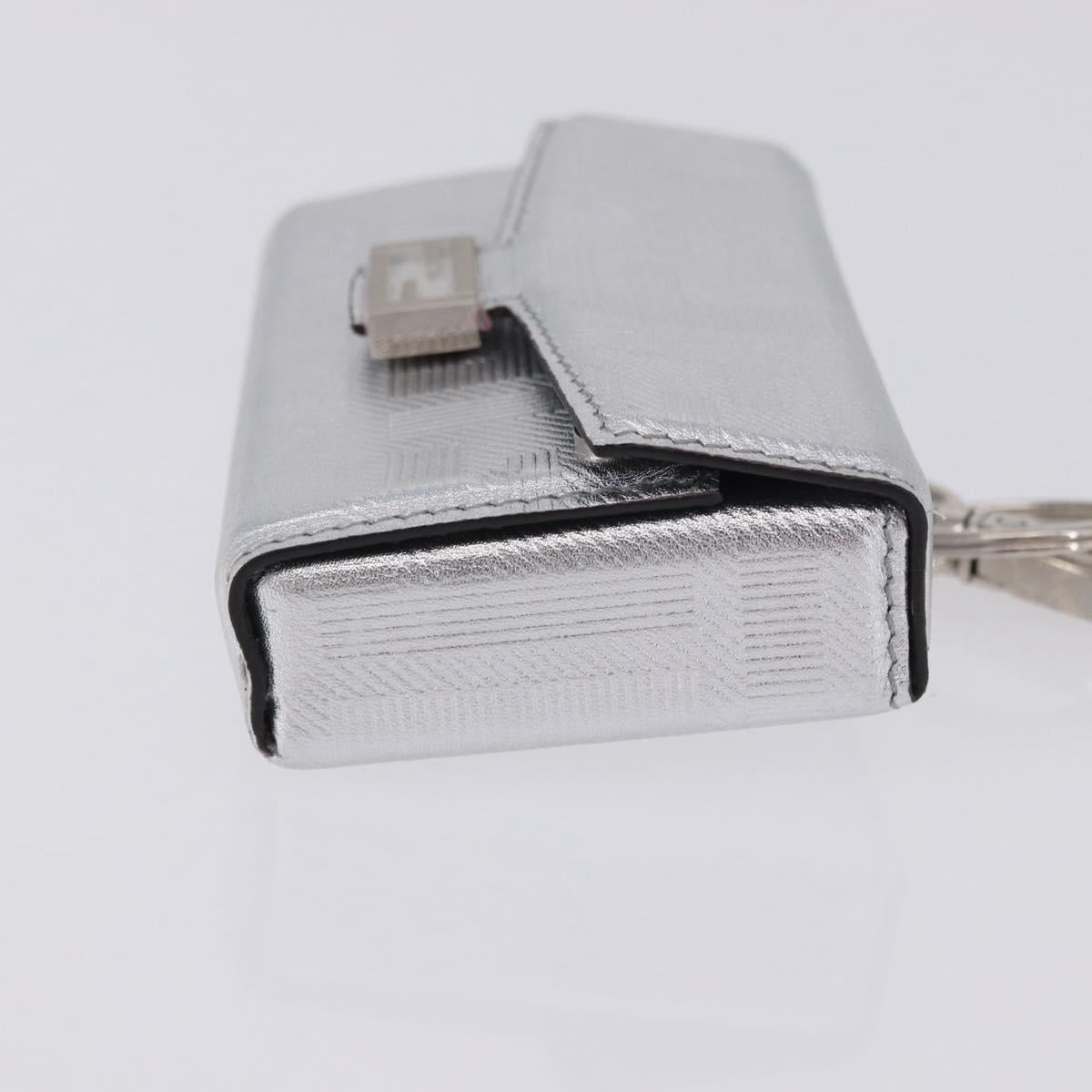 FENDI Nano Mamma Baguette Charm Leather Silver Auth 196684M