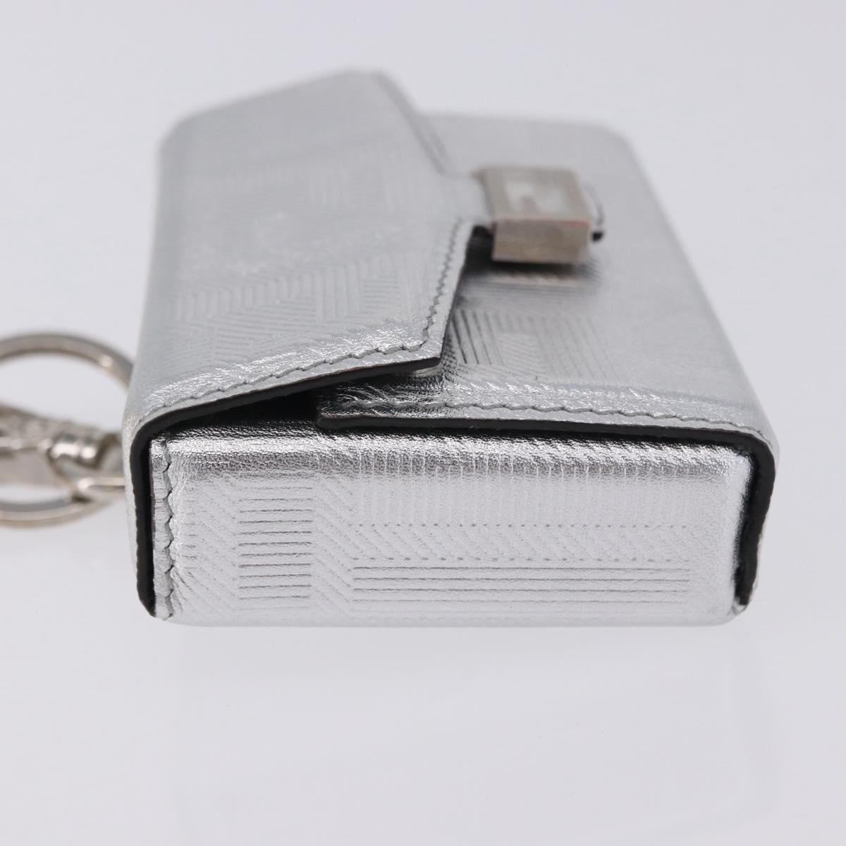 FENDI Nano Mamma Baguette Charm Leather Silver Auth 196684M