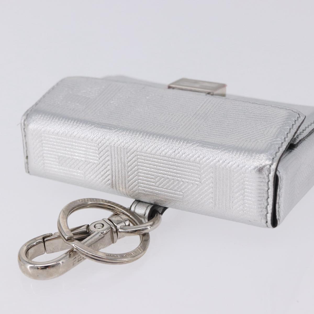 FENDI Nano Mamma Baguette Charm Leather Silver Auth 196684M