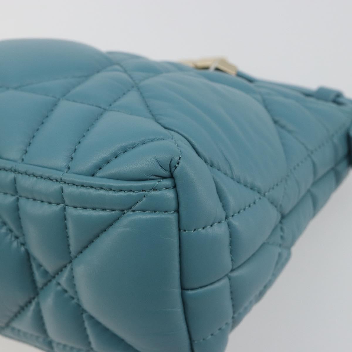 Christian Dior Canage Nomad Pouch Leather Blue Gold Auth 196686A