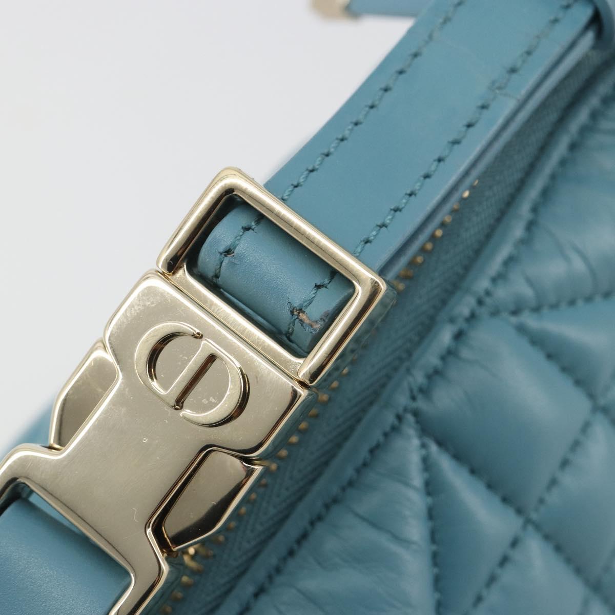 Christian Dior Canage Nomad Pouch Leather Blue Gold Auth 196686A