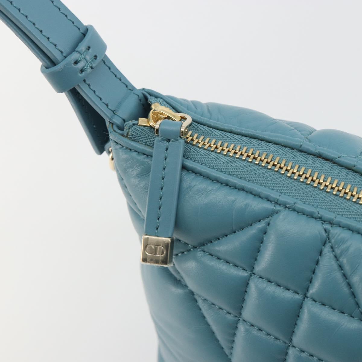 Christian Dior Canage Nomad Pouch Leather Blue Gold Auth 196686A