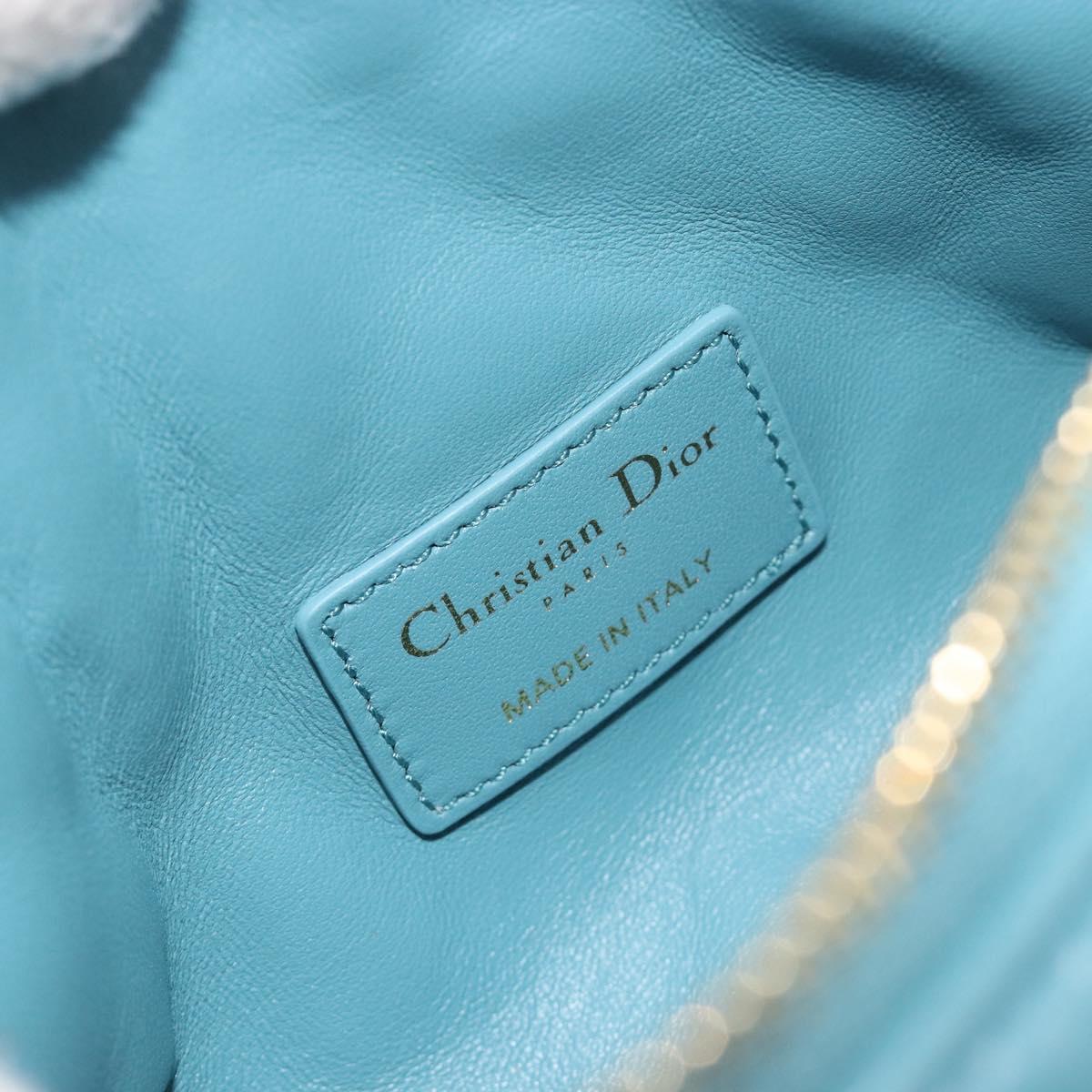 Christian Dior Canage Nomad Pouch Leather Blue Gold Auth 196686A
