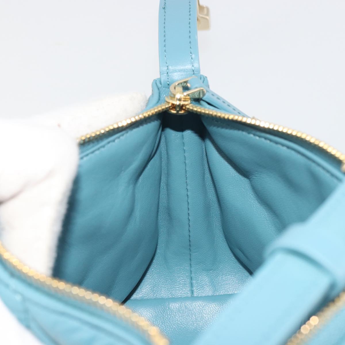 Christian Dior Canage Nomad Pouch Leather Blue Gold Auth 196686A