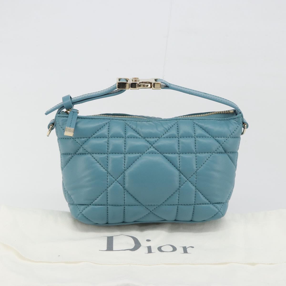 Christian Dior Canage Nomad Pouch Leather Blue Gold Auth 196686A