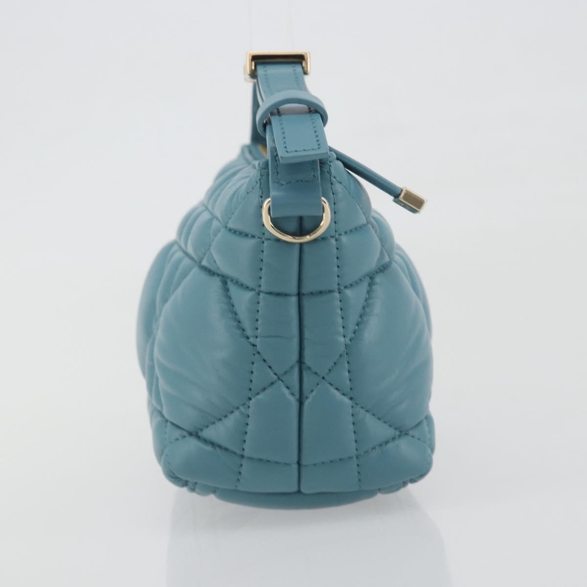 Christian Dior Canage Nomad Pouch Leather Blue Gold Auth 196686A