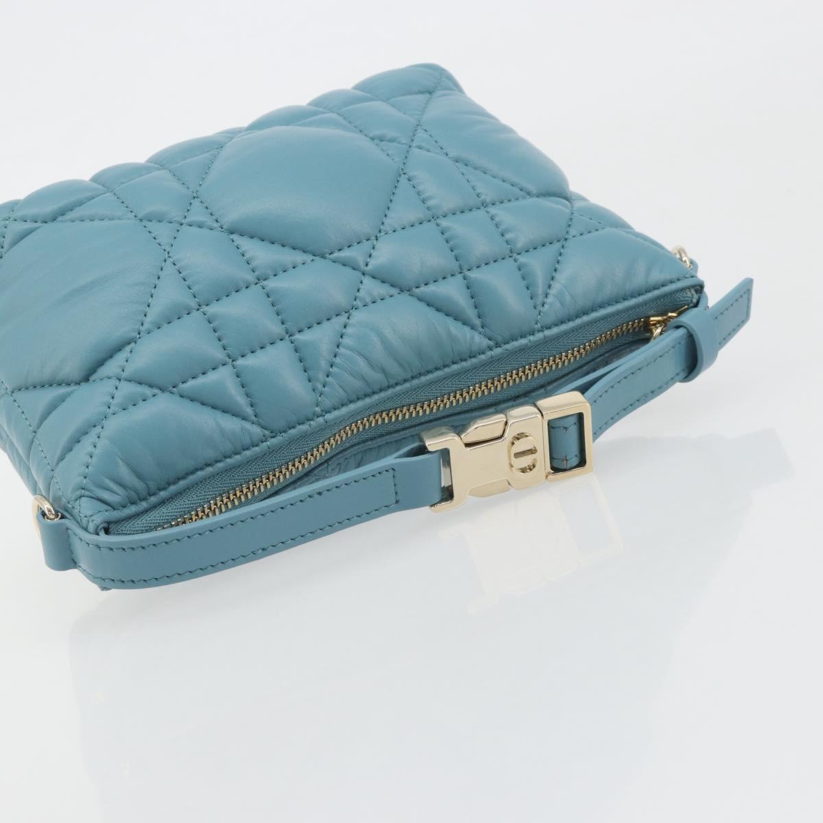 Christian Dior Canage Nomad Pouch Leather Blue Gold Auth 196686A